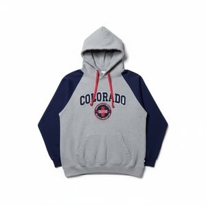Colorado Rocky Mountain National Park Gray and Blue Jersey Hoodie Sweatshirt